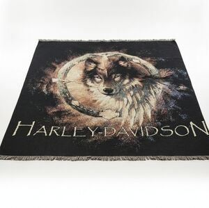 Harley-Davidson Wolf Eagle Mountain 100% Cotton Tapestry Throw Blanket 2005 NEW